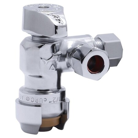 Sharkbite DualOutlet Angle Stop Valve, 12 x 38 x 38 in Connection, Compression x Compression, Brass Body 25558LF